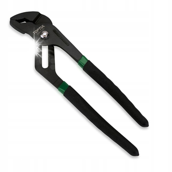 Állítható fogó (csőfogó) Toptul Cobra, hidraulikus, 10'' (250 mm), Cr-V, csúszásgátló PVC markolat, fekete/zöld