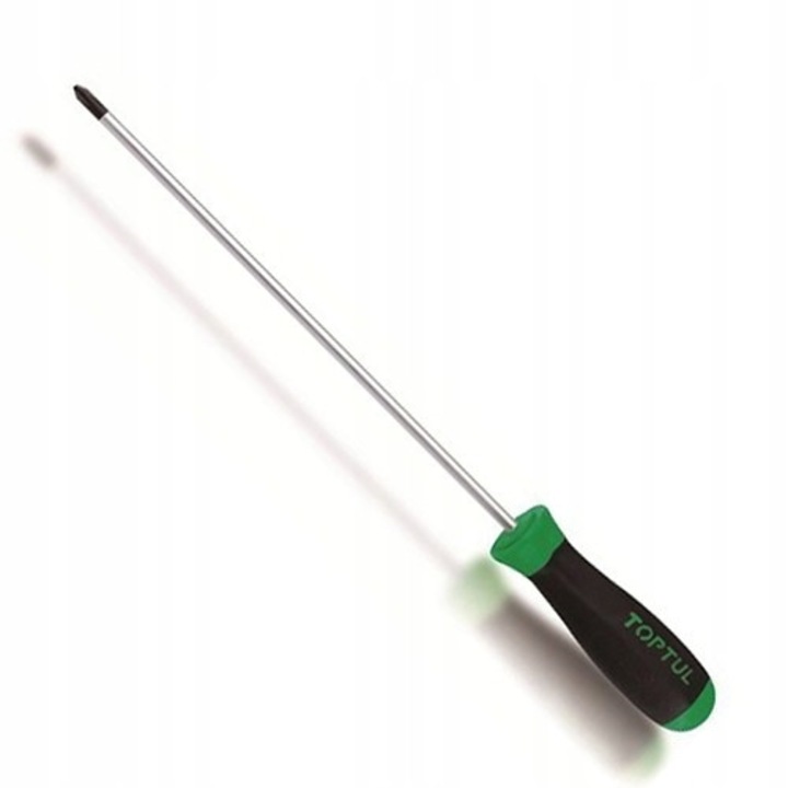 Surubelnita Phillips Toptul PH2 x 400, varf magnetic, maner ergonomic bi-component, negru/verde, 400 mm