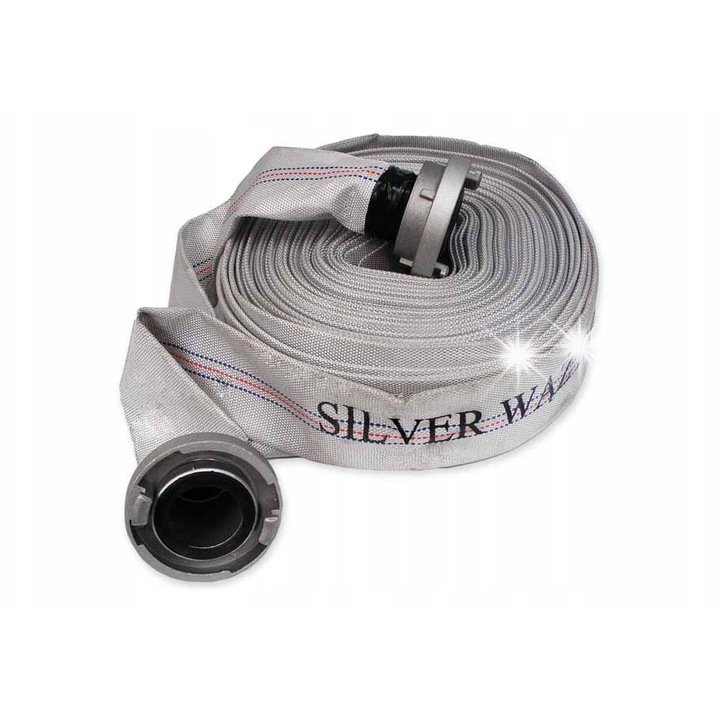 Маркуч за вода / пожарникарски маркуч Silver S11061, бърза връзка STORZ, за мръсна и чиста вода, бял, 20 м (26 мм)