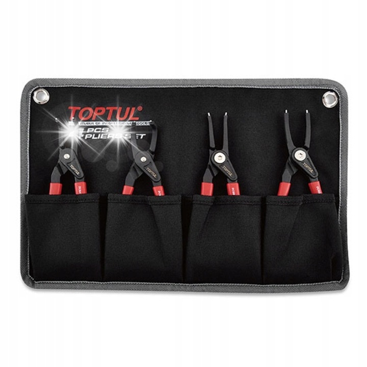 4 darab Seger fogó készlet Toptul, CR-V acél, TPR markolat, 175mm, 19-60mm
