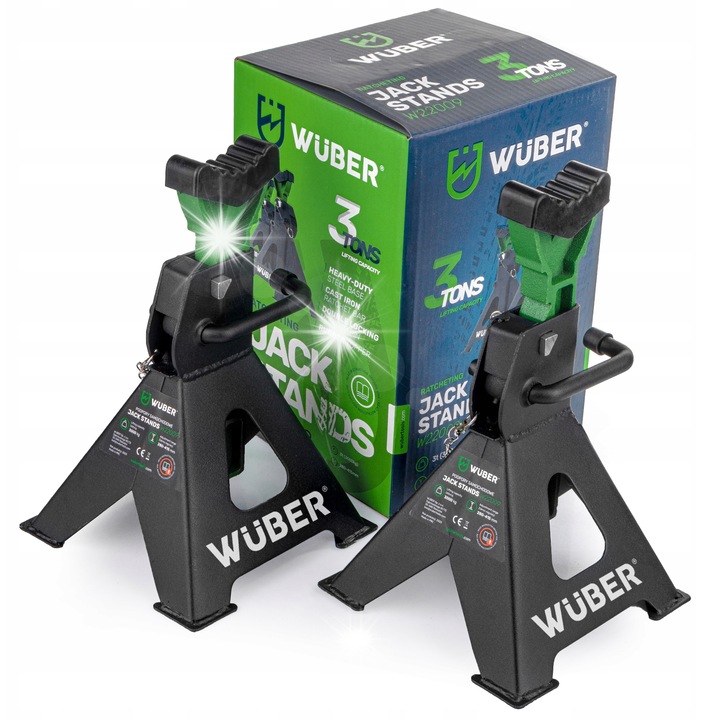 Wuber 3t autós emelő készlet, 2 db, állítható 280x415mm gumivédővel