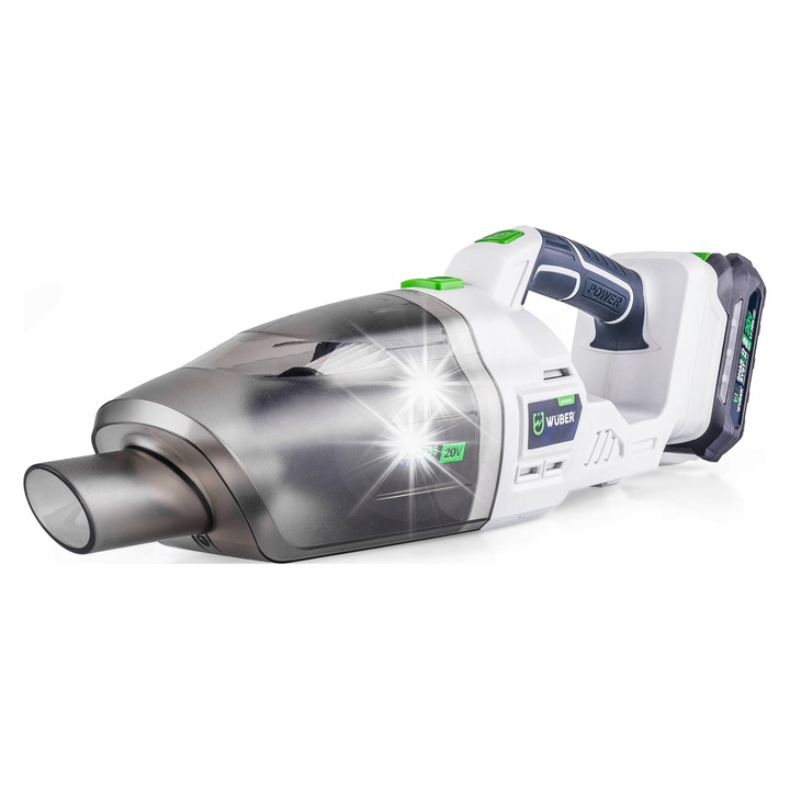 Wuber Share+System 2 az 1-ben hordozható porszívó, vezeték nélküli 20V 120W, HEPA szűrő, száraz és nedves használatra, fekete-fehér, 650ml/150ml