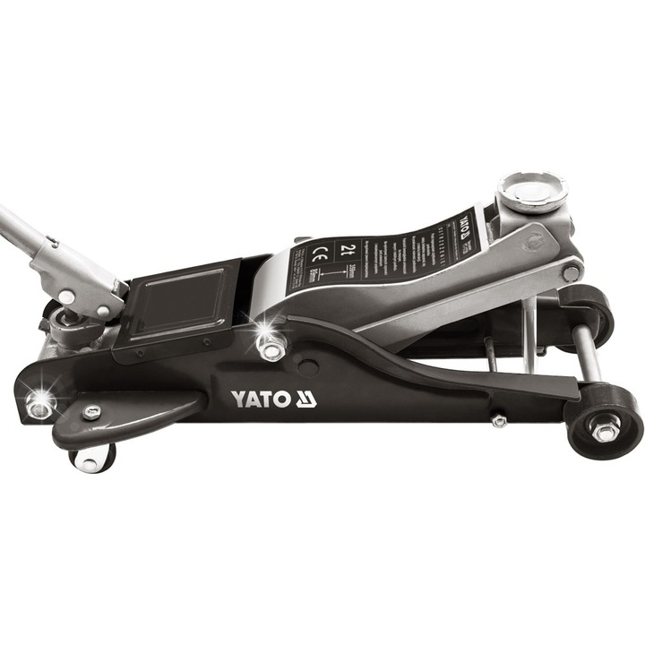 Cric hidraulic auto Yato YT-1720, 2 t, profil redus 89-359 mm, cu valiza, Negru, 16 kg