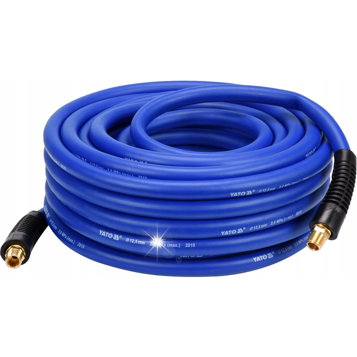 Furtun pneumatic Yato YT-24237 hibrid PVC/NBR, presiune 20 bar, cu racord G3/8, diametru intern 12.5 mm, albastru, 20 m