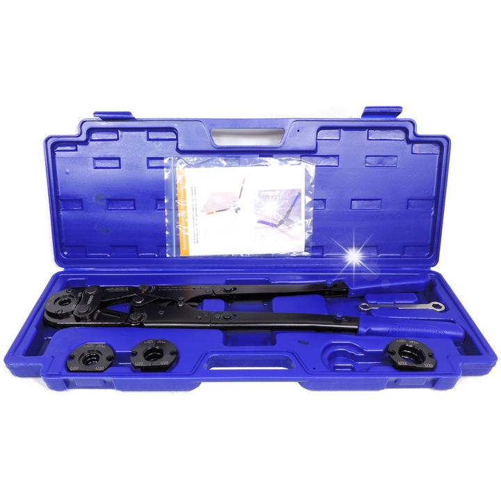 Vesbo kézi prés PEX U bilincsekhez 16-32mm, állítható, 59cm, komplett készlet