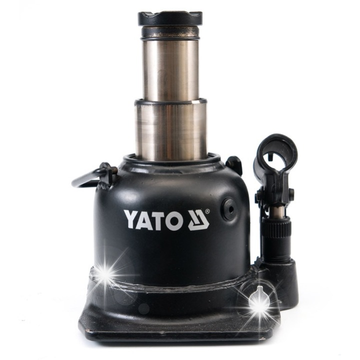 Cric hidraulic butelie auto Yato YT-1713, cric stalp, 10 t, doua trepte, inaltime 125-225 mm, negru, 1 buc