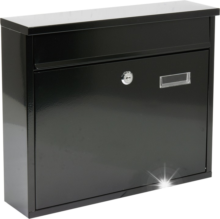 Vorel postaláda 310x360x100mm fekete fém kulcsos zárral