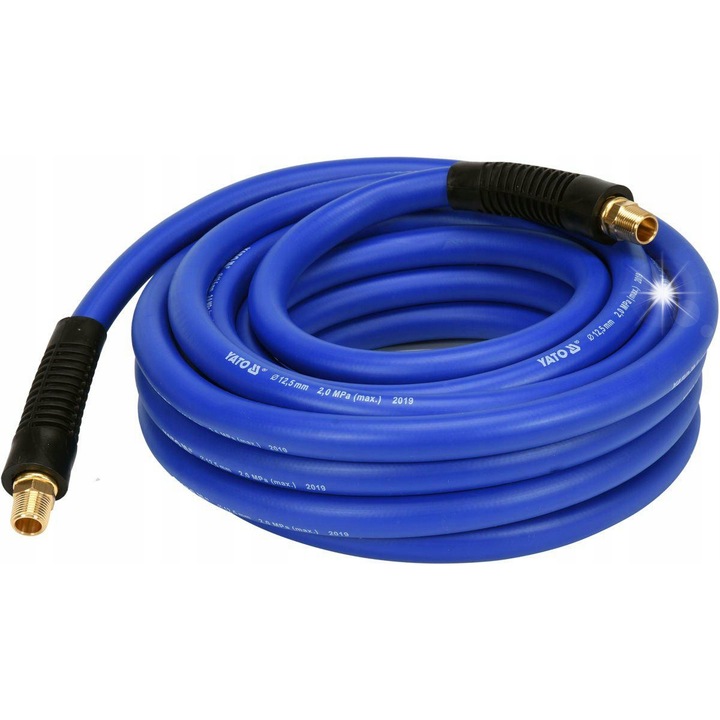 Furtun pneumatic Yato YT-24236 hybrid, cu conector G3/8, 20 bar, O12.5 mm, albastru, 10 m