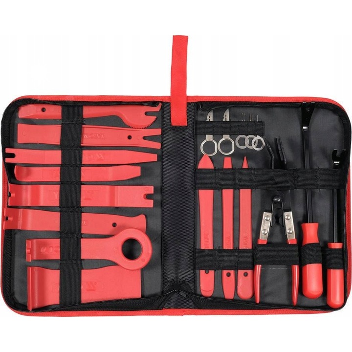 Set 19 piese scule demontare tapiterie si radio auto Yato, negru, cu husa