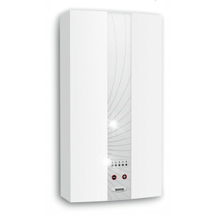Wijas POW 12H azonnali elektromos vízmelegítő, 12 kW 400V 3~, elektronikus vezérlés 5 programmal és hidraulikus kapcsolóval, mágneses szűrővel, fehér