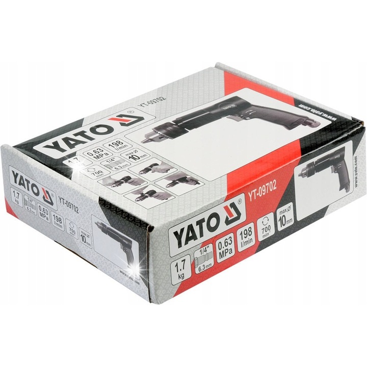 Yato pneumatikus fúró 13mm 800rpm 1/4"