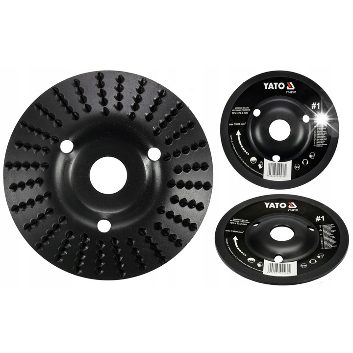 Disc de frezare si slefuit pentru lemn Yato YT-59167, 125 mm, O interior 22,2 mm, Taietura #1, Negru