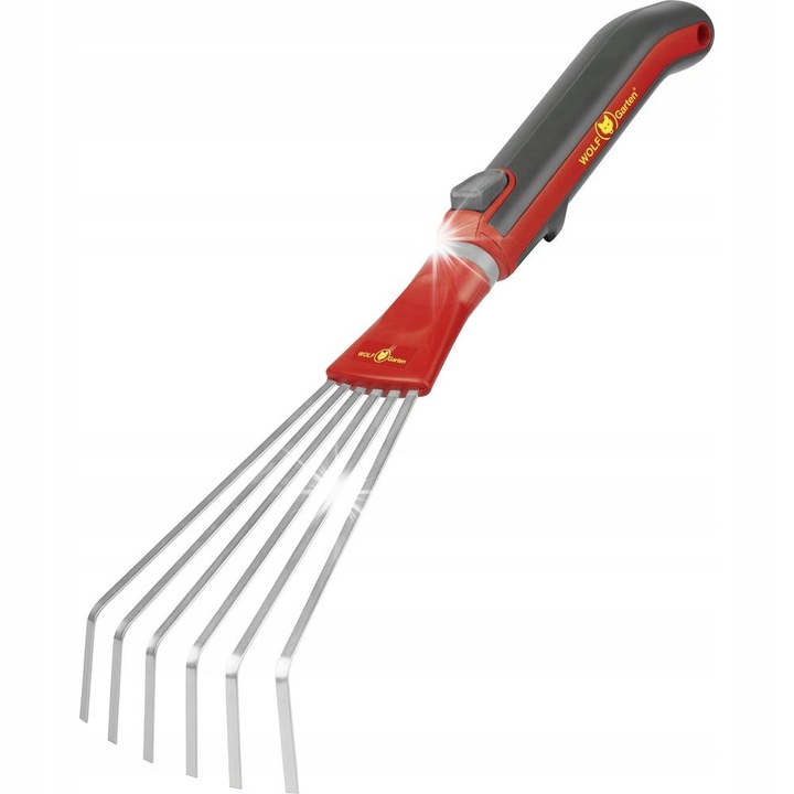 Wolf Garten LD-M mini lombseprű, mini gereblye, lapos acél fogak, multi-star ZM 15 nyélcsatlakozás, piros/szürke, 99 mm