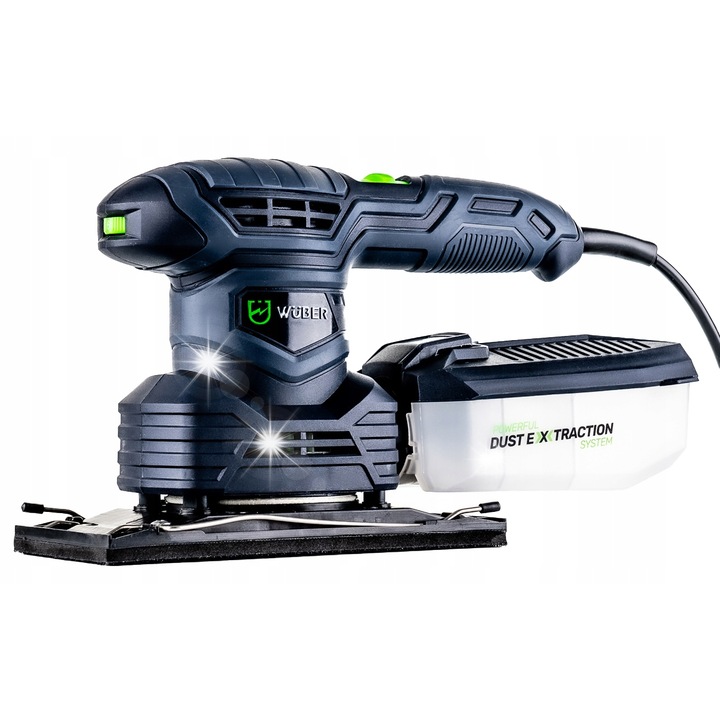 Slefuitor orbital/oscilational Wuber 3 in 1, 300 W, reglaj turatii 7000-12000 rpm, colector de praf si adaptor, Negru, 1 buc