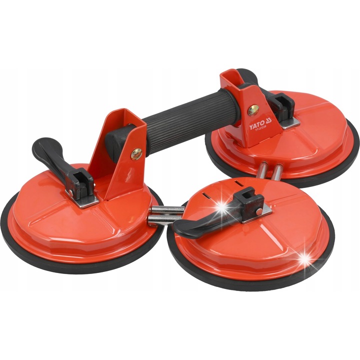 Ventuza pentru ridicare Yato YT-37239, 3 ventuze, capacitate max. 155 kg, diametru 150 mm, rosu, 1 buc