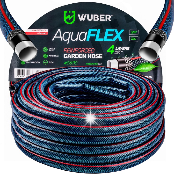 Wuber kerti tömlő 30m 3/4" 4 rétegű UV-álló rugalmas