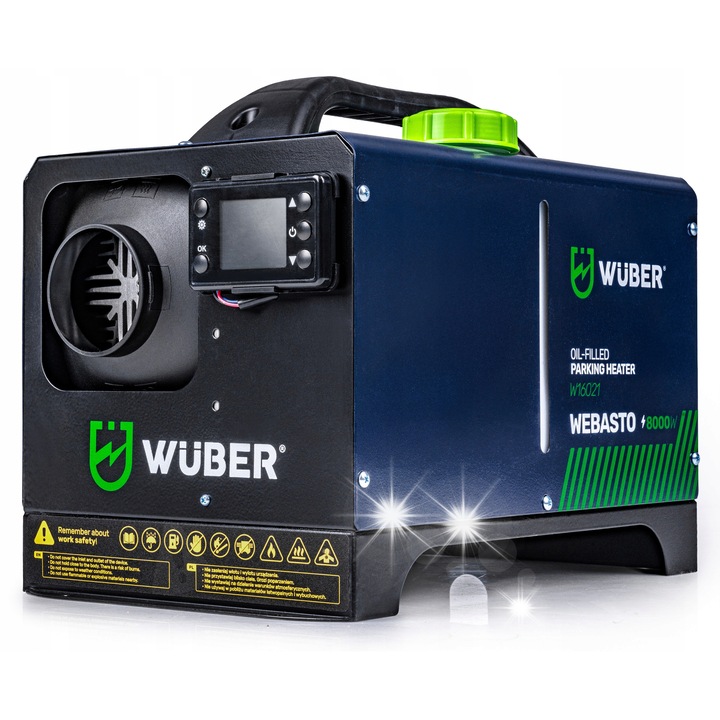 Дизелов нагревател Wuber 8kW, регулиране на температурата, дистанционно управление, 25x41x31cm