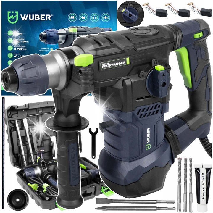 Ciocan rotopercutor Wuber SDS Plus 1500W multifunctional, alb, 1500W