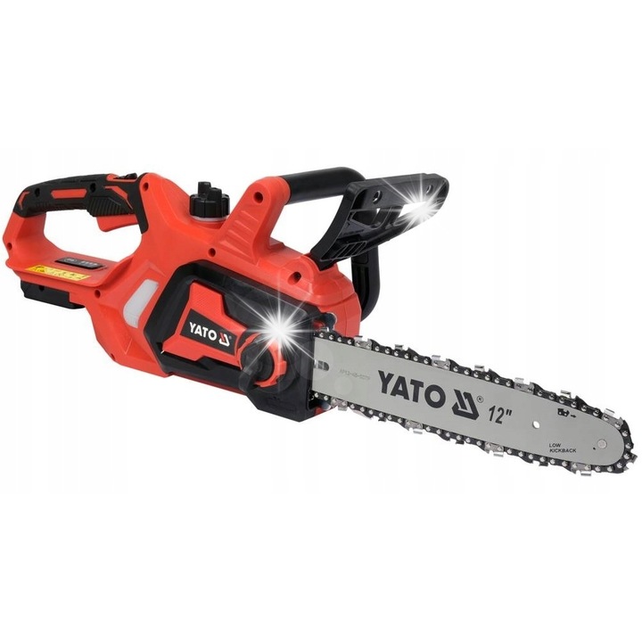 Láncfűrész (pilarka) Yato YT-828138 12" (30 cm) 18V, 4Ah (4000 mAh) akkumulátor, töltővel, automata kenés, dupla fék, piros/fekete, 1 db