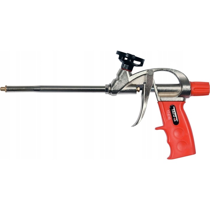 Pistol pentru spuma poliuretanica Yato YT-6740, corp din aluminiu si piese din alama, acoperire PTFE, argintiu/rosu