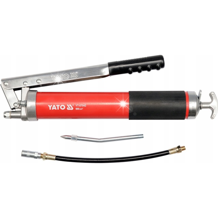 Ръчна гресьорка Yato 600cc, голям капацитет, високо налягане, 330x6.4x1.2mm