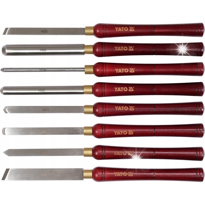 Set 8 cutite strung Yato HSS 4341, lemn, 435x160x255mm