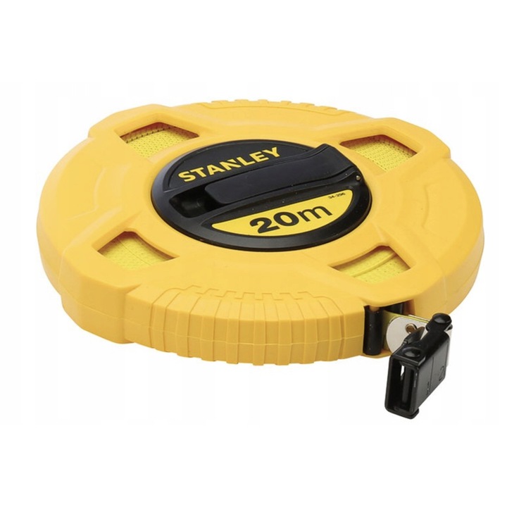 Рулетка Stanley 0-34-296 от фибростъкло, ABS корпус, бяла лента с деления на 2 мм, ширина 12,7 мм, клас III, жълта, 20 м