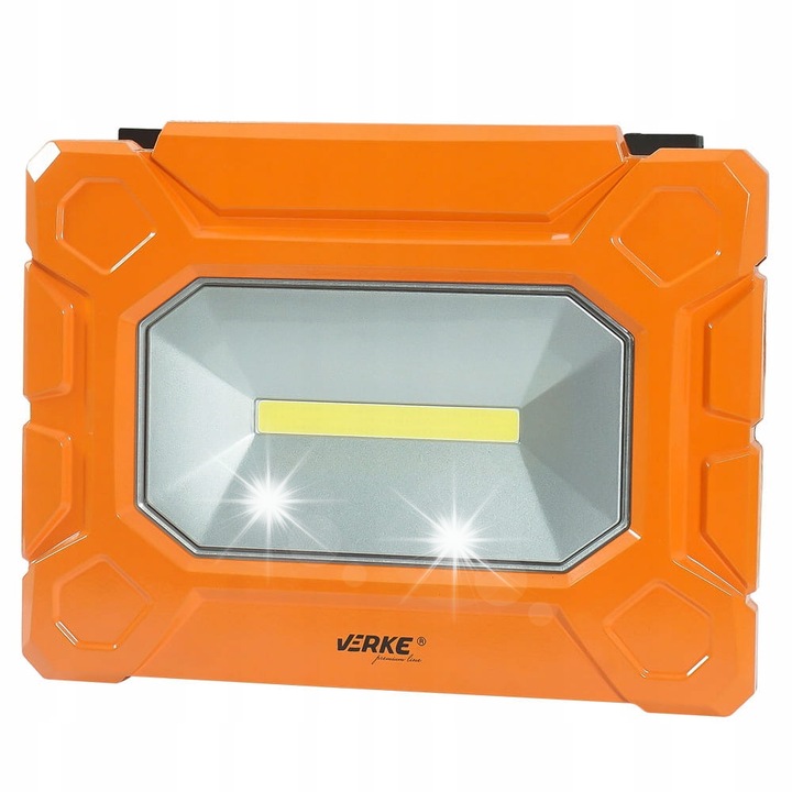 Halogen Verke JL755AC-COB, led cob 50W, 5000 lm, ip54, cablu 180 cm, 2x usb si 2x priza 230 v, portocaliu, 1 buc