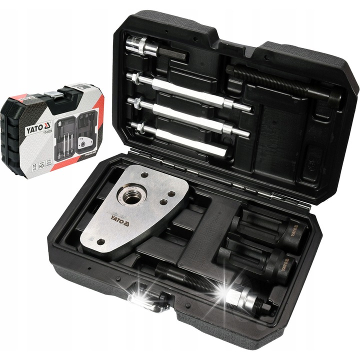 Set extractor injectoare Yato YT-05338, din otel carbon, pentru motoare HDi, compatibil Toyota/Hyundai, negru, 10 piese