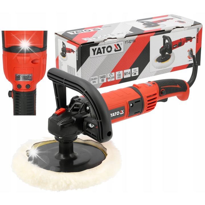 Yato rotációs polírozó 1400W 600-3200 ford./perc 180mm fordulatszám-szabályozással