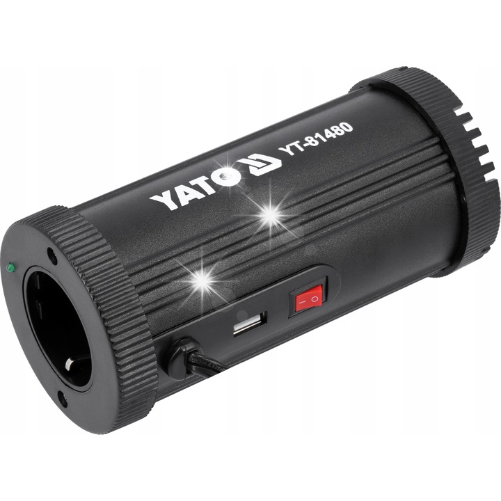 Invertor auto Yato 150W 12V-230V USB 0.44kg