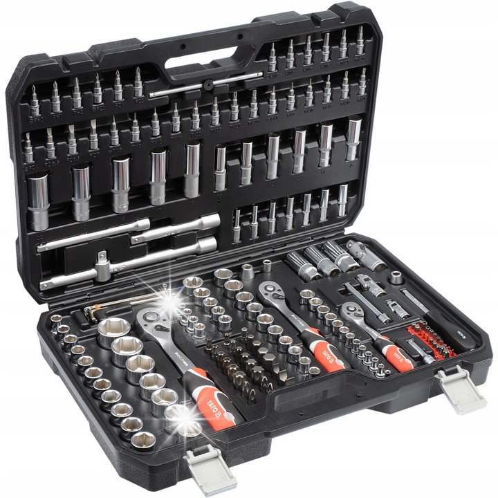 Set chei tubulare Yato YT-38931 173 piese crom-vanadiu multicolor in valiza
