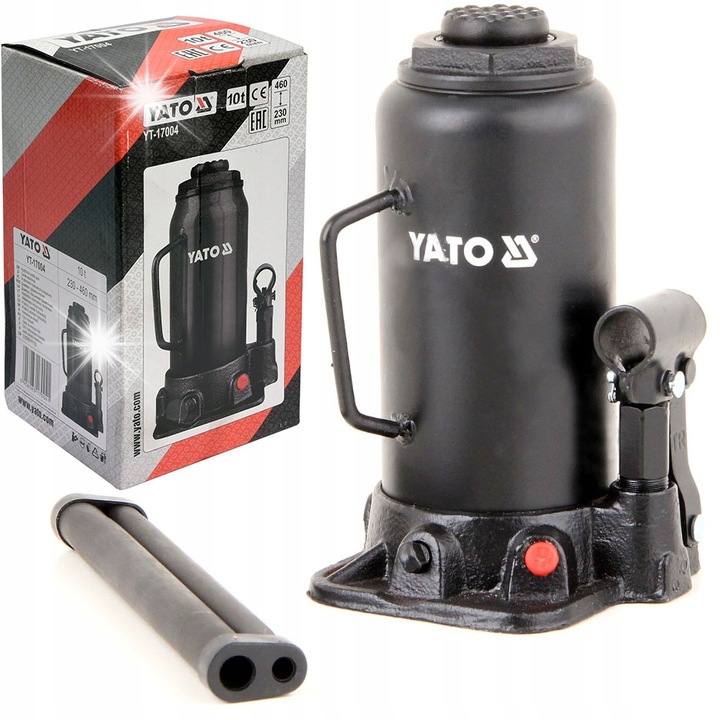 Cric hidraulic butelie Yato YT-17004, capacitate 10 t, inaltime ridicare 230-460 mm, negru, 1 buc