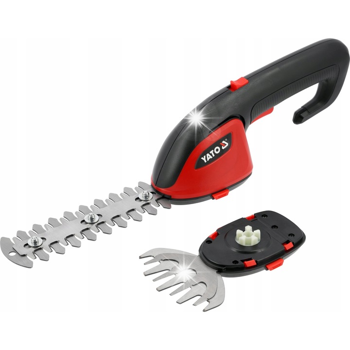 Foarfeca de gradina Yato 2 in 1, taietoare gard viu si foarfece pentru iarba, cu acumulator 7,2V 2Ah, rosu/negru