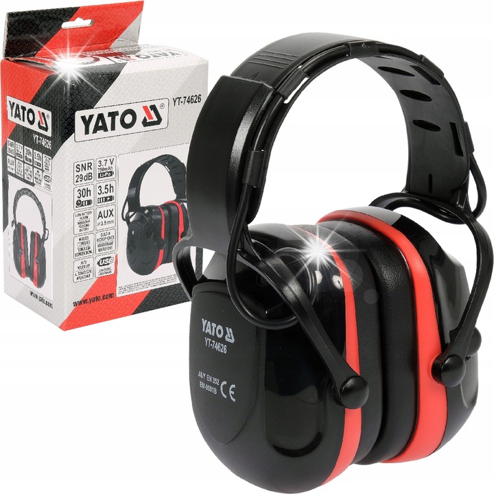 Yato Bluetooth fültok, 28 dB zajcsökkentés, mikrofon, fekete, 350g