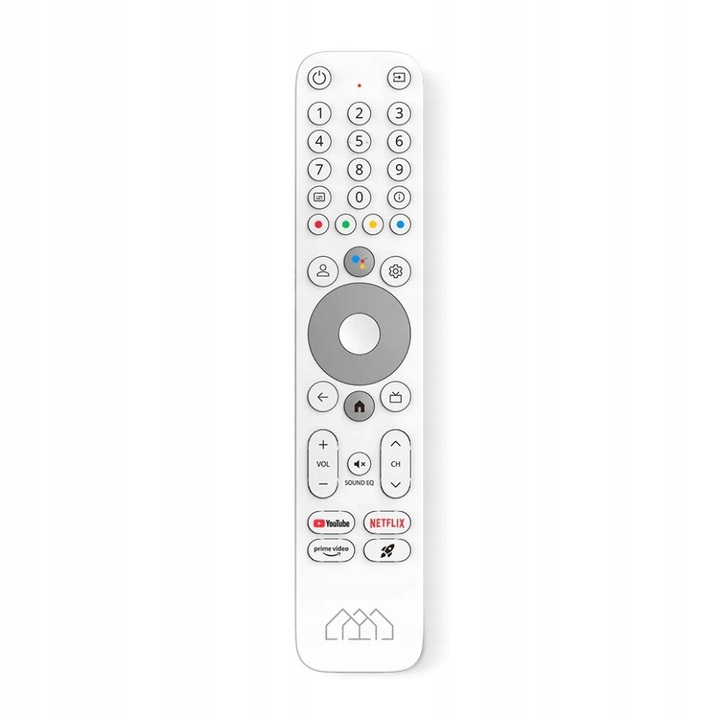 Дистанционно управление Homatics BIG, bluetooth, за android tv box, с цифрови бутони и бързи клавиши youtube/netflix/prime video, с гласов контрол google assistant, бял