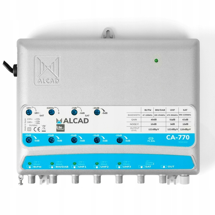 Amplificator multiband Alcad CA-770 6in 1out 24V filtru LTE zincat