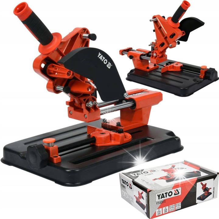 Suport pentru polizor Yato YT-82972, pentru disc 115/125 mm, cu functie de avans si taiere unghiulara, rosu/negru, 1 buc.