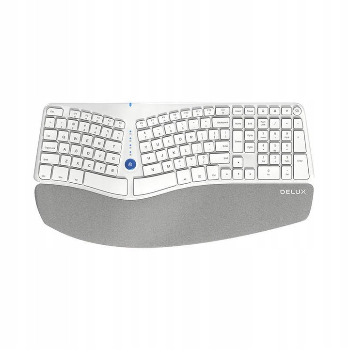 Tastatura wireless ergonomica DeLux GM901D alba 449x234x48mm