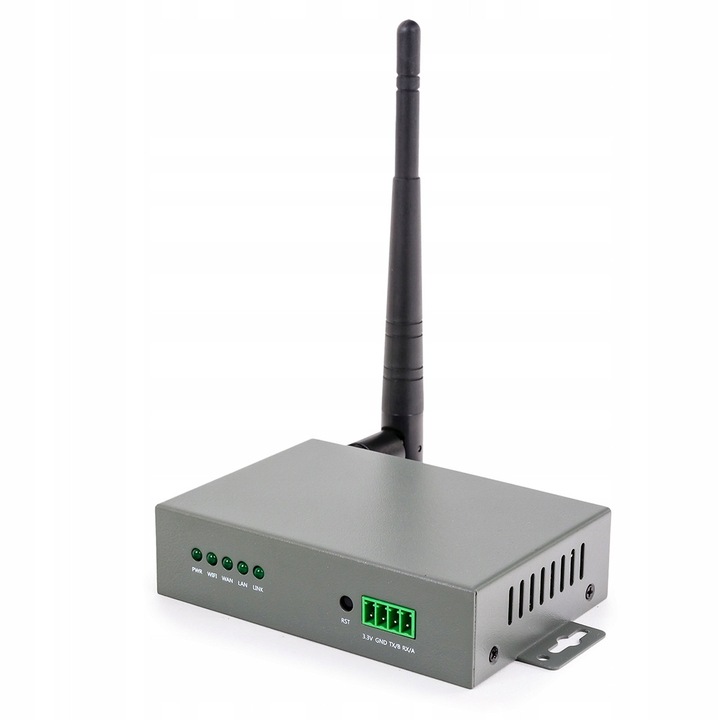 Server de imprimare / print server Spacetronik SPS122, industrial, WiFi client/AP, 1x USB si 1x LAN, compatibil TCP/IP RAW, gri, 7.5-32V
