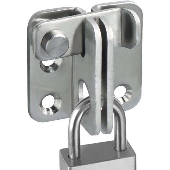 Incuietoare usa glisanta hasp EMS3001-B, otel inoxidabil periat, suruburi incluse, argintiu, 1 buc