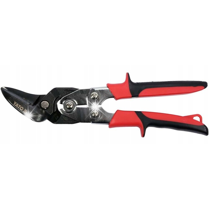 Foarfeca pentru taiat tabla / foarfeca metalica Yato YT-1918 profil stanga, lame CrMo calite 60-62 HRC, lungime 260 mm, capacitate taiere otel 1.5 mm, rosu/negru