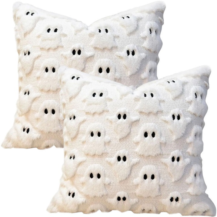 Set 2 fete de perna Halloween, fantome, alb, 45x45cm