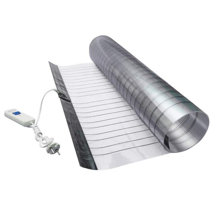 Mata incalzitoare Trio 180 x 60 cm, cu infrarosu, 2 trepte (135-270W), regulator mecanic pe cablu, rezistenta la uzura, argintiu, 1 buc