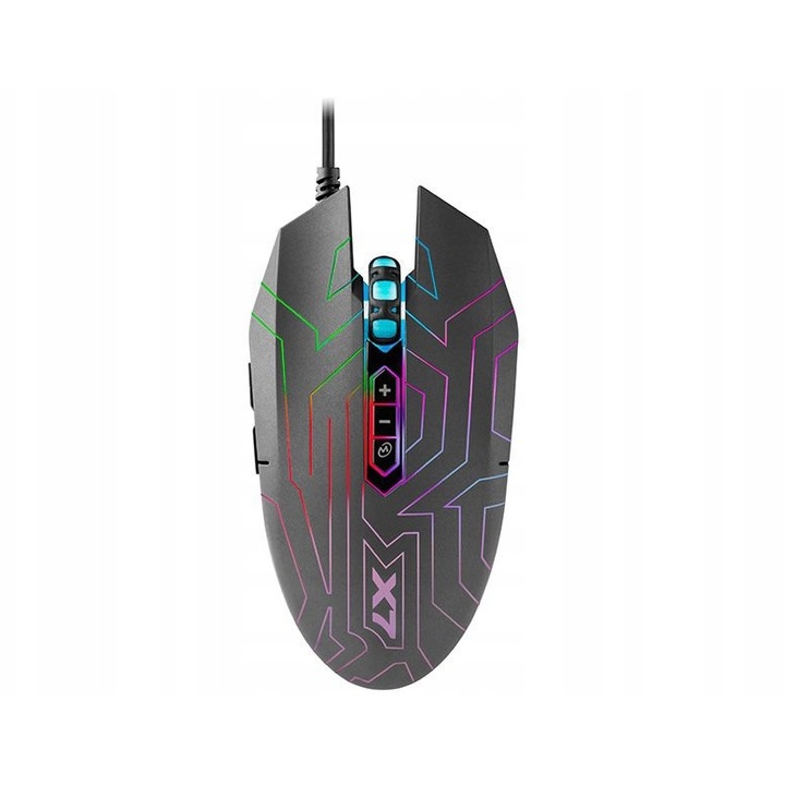Mouse optic de gaming A4Tech X77 Maze, 2400 DPI, 8 butoane, iluminare RGB, negru, 1 buc