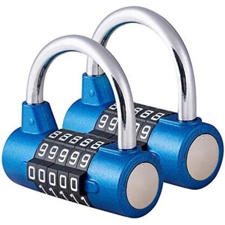 Lakat, 5 számjegyű kombináció, 2 darabos szett, piros és fekete, 6.4x2.3x7.6cm
