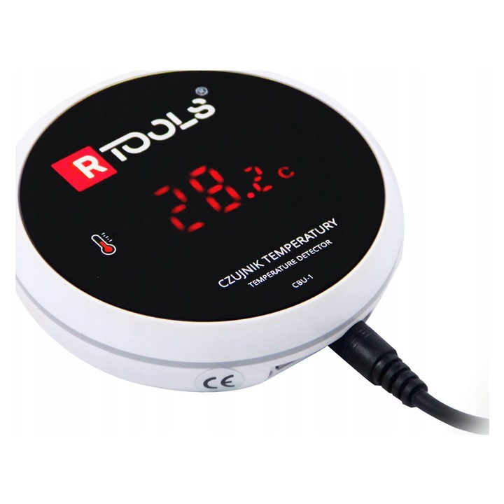 RTOOLS CBU-2 okos hőmérő, WiFi, 3 m-es szonda, -40°C és +120°C közötti tartomány, 600mAh akkumulátor, Tuya/Smart Life kompatibilis, Fehér