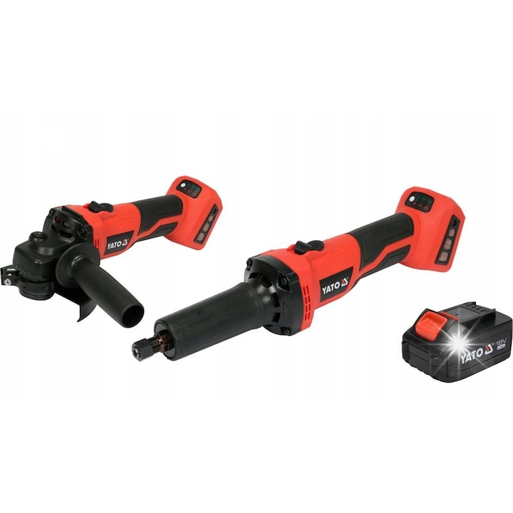 Set polizoare unghiulare si drepte Yato 18V 4Ah, fara perii, reglabil, 125mm