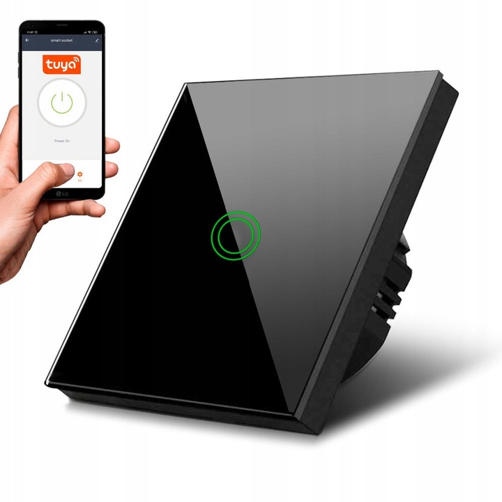 Intrerupator tactil LED WiFi Maclean MCE715B, sticla securizata, 86x86x33mm, verde-rosu