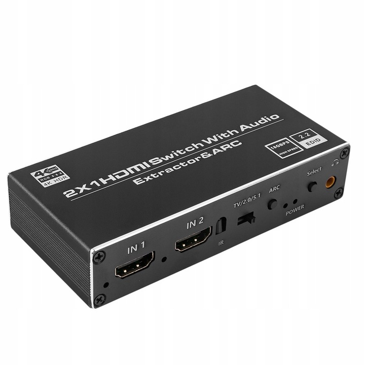 Аудио екстрактор HDMI Spacetronik 2xHDMI ARC 4K 113x54x24mm